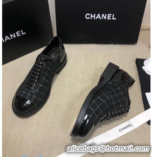 Buy Cheap Chanel Checked Tweed and Patent Calfskin Lace-ups Shoes G36208 Black/White 2020