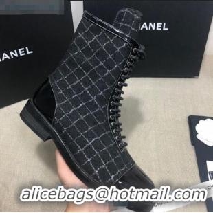 Most Popular Chanel Checked Tweed Ankle Boots G36209 Black 01 2020