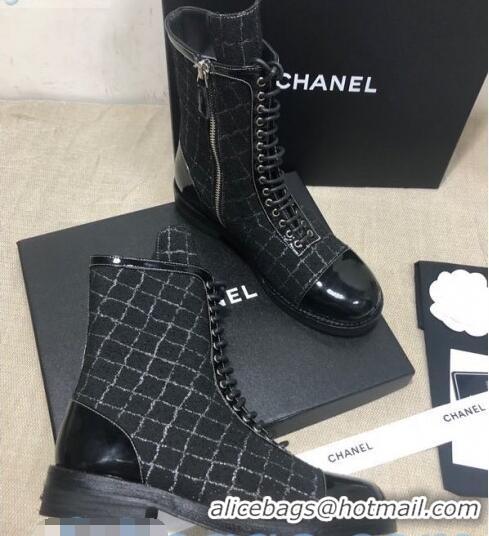 Most Popular Chanel Checked Tweed Ankle Boots G36209 Black 01 2020