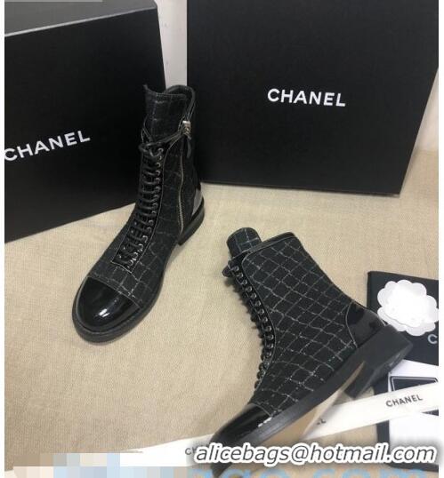 Most Popular Chanel Checked Tweed Ankle Boots G36209 Black 01 2020