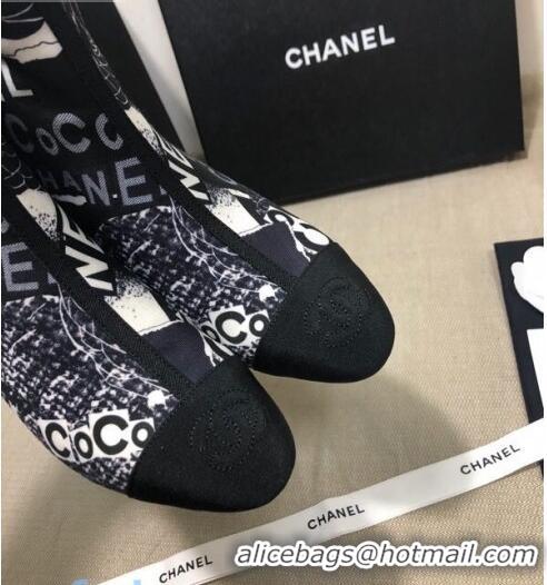 Promotional Chanel Coco Printed Calfskin Ankle Boots G35552 Navy Blue 2020