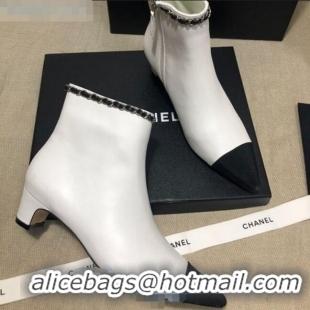 Hot Sell Chanel Lambskin Chain Charm Ankle Boots C80826 White 2020