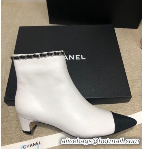 Hot Sell Chanel Lambskin Chain Charm Ankle Boots C80826 White 2020