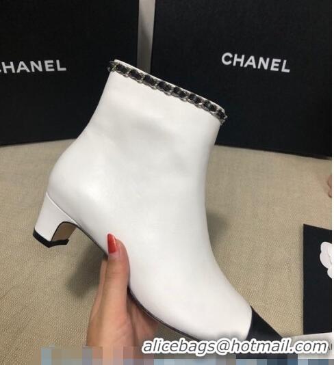 Hot Sell Chanel Lambskin Chain Charm Ankle Boots C80826 White 2020