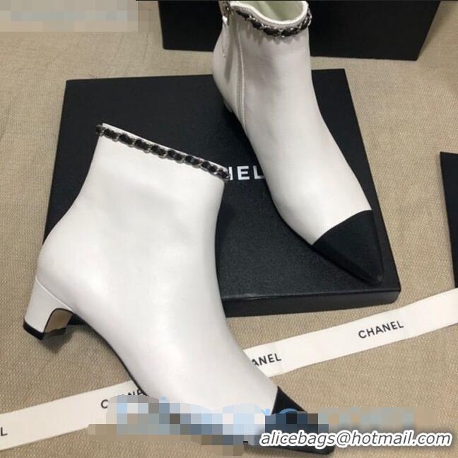 Hot Sell Chanel Lambskin Chain Charm Ankle Boots C80826 White 2020