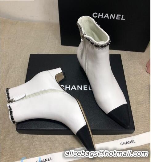 Hot Sell Chanel Lambskin Chain Charm Ankle Boots C80826 White 2020