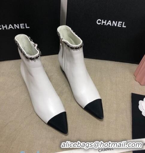 Hot Sell Chanel Lambskin Chain Charm Ankle Boots C80826 White 2020