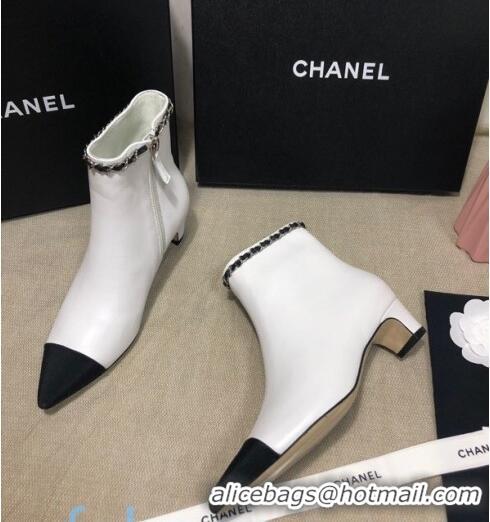 Hot Sell Chanel Lambskin Chain Charm Ankle Boots C80826 White 2020