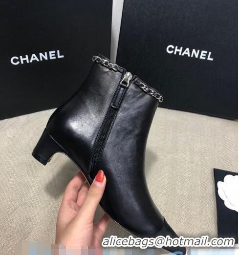 Affordable Price Chanel Lambskin Chain Charm Ankle Boots CC80828 Black 2020