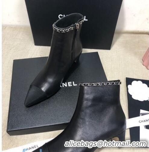 Affordable Price Chanel Lambskin Chain Charm Ankle Boots CC80828 Black 2020