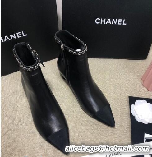 Affordable Price Chanel Lambskin Chain Charm Ankle Boots CC80828 Black 2020