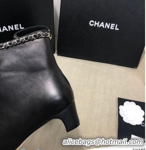 Affordable Price Chanel Lambskin Chain Charm Ankle Boots CC80828 Black 2020