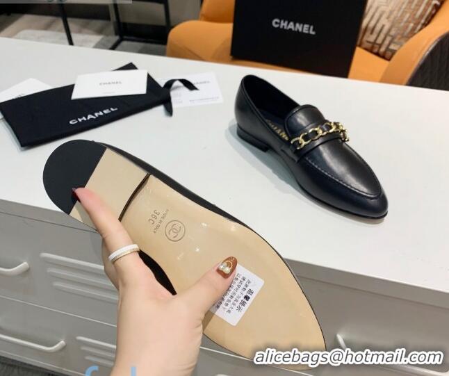 Cheapest Chanel Calfksin Chain Charm Loafers G36420 Black 2020