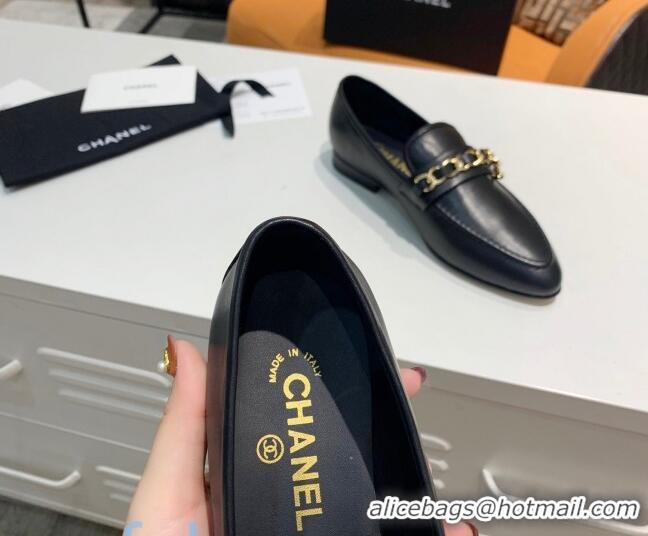 Cheapest Chanel Calfksin Chain Charm Loafers G36420 Black 2020