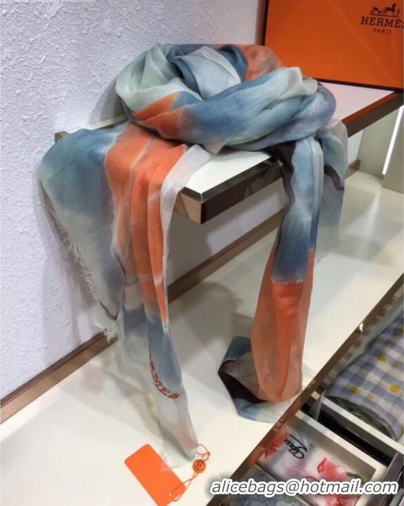 Stylish Hermes Leaf Print Cashmere Scarf 110x180cm 01720 Orange