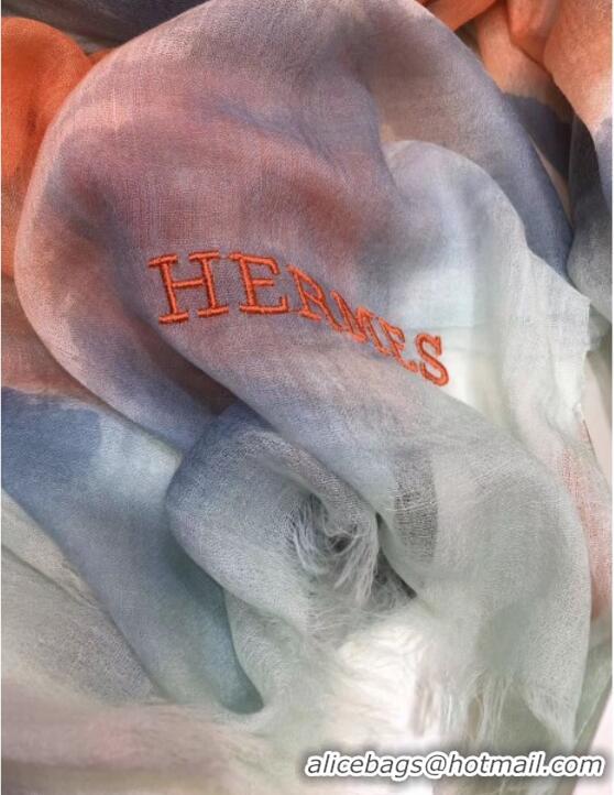 Stylish Hermes Leaf Print Cashmere Scarf 110x180cm 01720 Orange