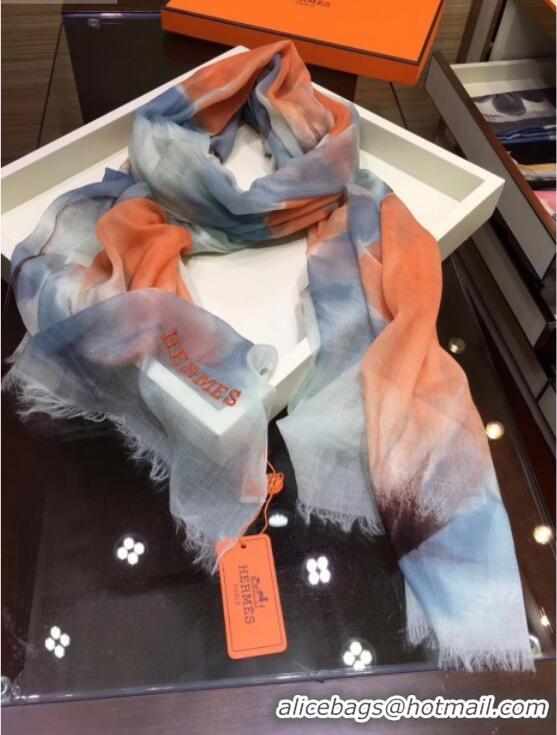 Stylish Hermes Leaf Print Cashmere Scarf 110x180cm 01720 Orange