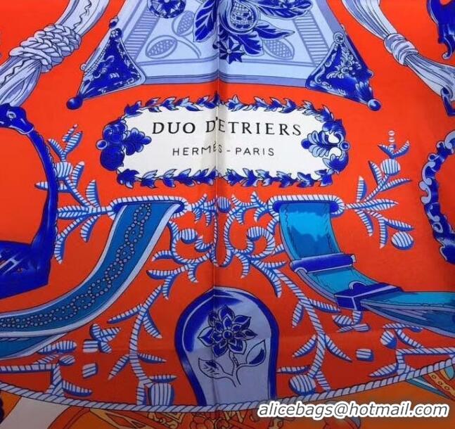 Luxury Style Hermes Silk Print Square Scarf 140x140cm HE02 Orange 2020