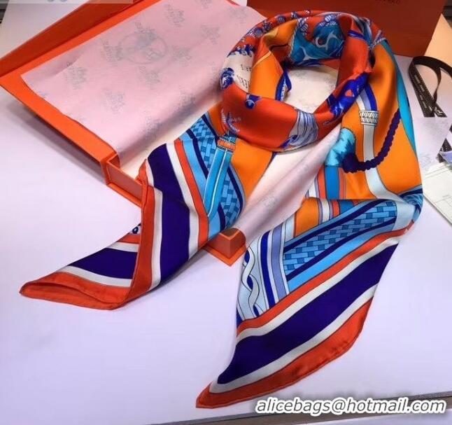 Luxury Style Hermes Silk Print Square Scarf 140x140cm HE02 Orange 2020