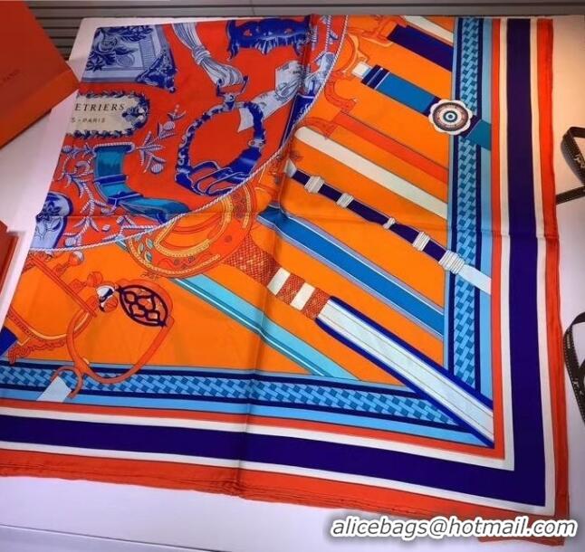 Luxury Style Hermes Silk Print Square Scarf 140x140cm HE02 Orange 2020