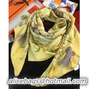 Pretty Style Hermes Silk Print Square Scarf 140x140cm HE03 Yellow 2020