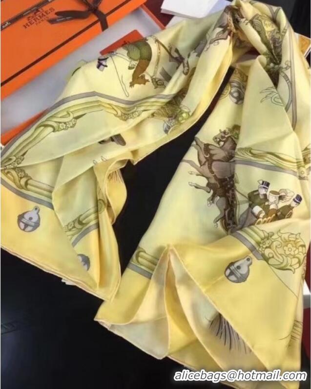 Pretty Style Hermes Silk Print Square Scarf 140x140cm HE03 Yellow 2020