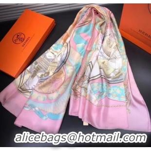 Low Price Hermes Silk Print Square Scarf 140x140cm HE04 Pink 2020