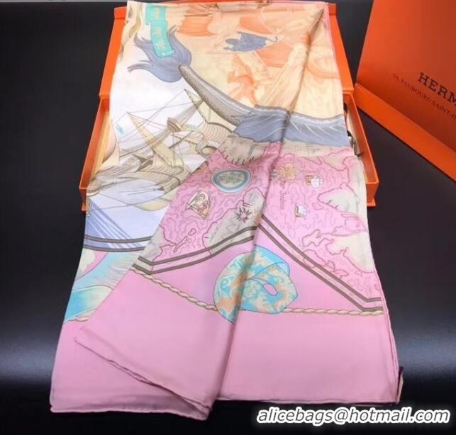 Low Price Hermes Silk Print Square Scarf 140x140cm HE04 Pink 2020