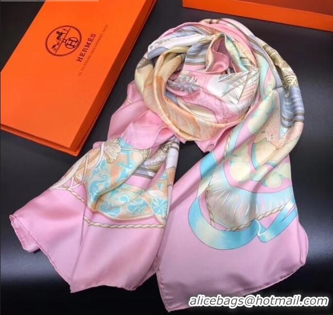 Low Price Hermes Silk Print Square Scarf 140x140cm HE04 Pink 2020