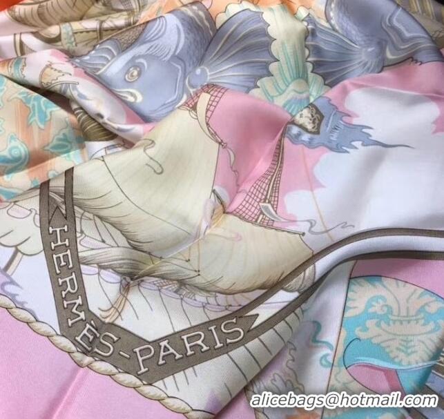 Low Price Hermes Silk Print Square Scarf 140x140cm HE04 Pink 2020