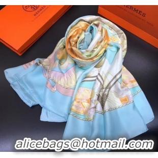 Best Price Hermes Silk Print Square Scarf 140x140cm HE05 Blue 2020