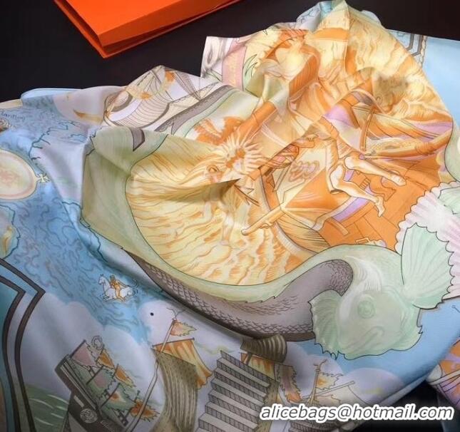 Best Price Hermes Silk Print Square Scarf 140x140cm HE05 Blue 2020