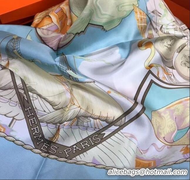 Best Price Hermes Silk Print Square Scarf 140x140cm HE05 Blue 2020