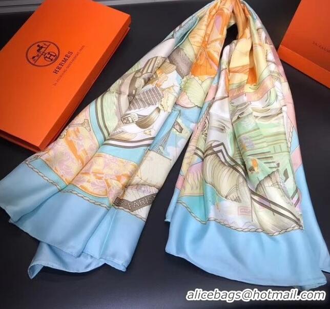 Best Price Hermes Silk Print Square Scarf 140x140cm HE05 Blue 2020