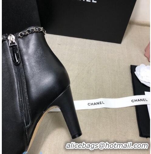 Famous Brand Chanel Lambskin Chain High-Heel Ankle Boots C80830 Black 2020