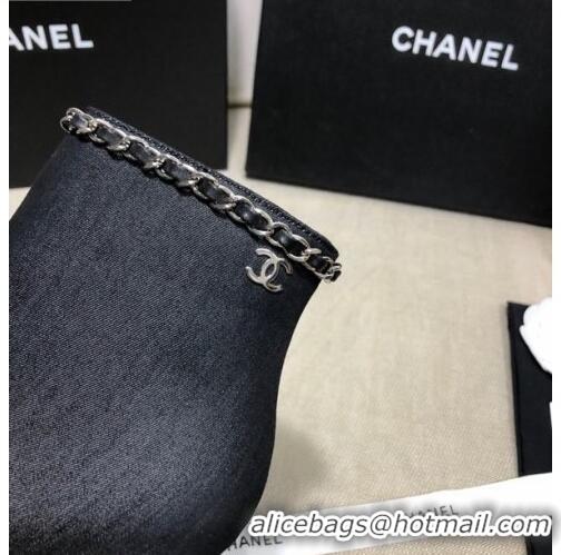 Popular Chanel Denim Chain High-Heel Ankle Boots C80831 Black 2020