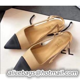 Good Taste Chanel Lambskin Flat Slingbacks C81801 Beige 2020