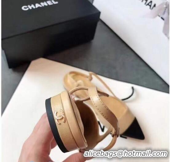 Good Taste Chanel Lambskin Flat Slingbacks C81801 Beige 2020