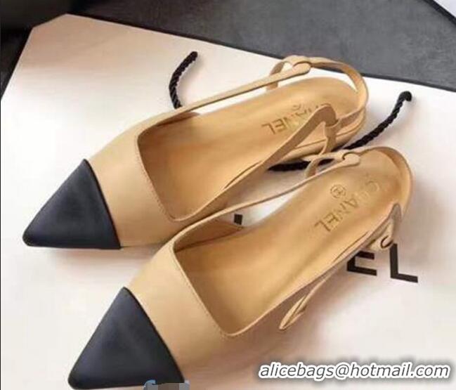 Good Taste Chanel Lambskin Flat Slingbacks C81801 Beige 2020