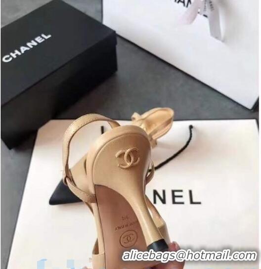 Shop Cheap Chanel Lambskin Medium Heel Slingback Pumps C81802 Beige 2020