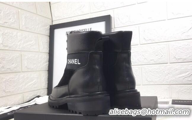 Grade Design Chanel Calfskin and Suede Lace-up Short Boots C82733 Black 2020