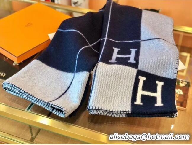 Super Quality Herems Wool & Cashmere Avalon III Throw Blanket 70762 Blue 2020