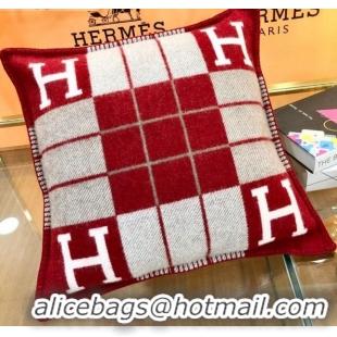 Luxury Hermes Avalon Pillow, Small Model 50 x 50 cm 71518 Red