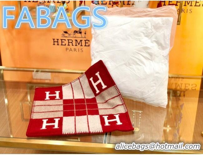 Luxury Hermes Avalon Pillow, Small Model 50 x 50 cm 71518 Red