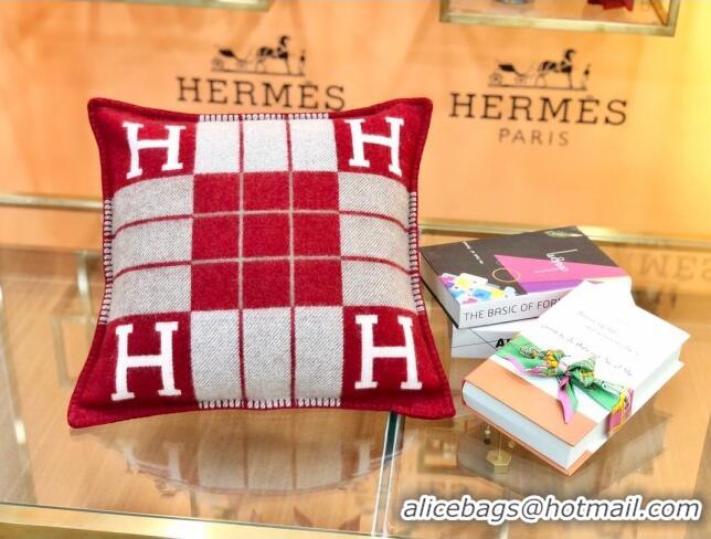 Luxury Hermes Avalon Pillow, Small Model 50 x 50 cm 71518 Red