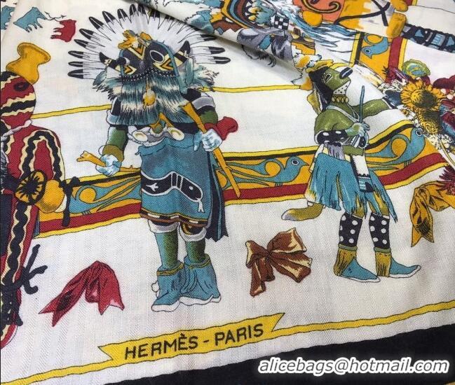 Perfect Hermes Silk and Cashmere Square Scarf 140x140cm H2080801 Black/White 2020