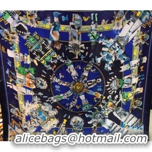 Practical Hermes Silk and Cashmere Square Scarf 140x140cm H2080801 Blue 2020