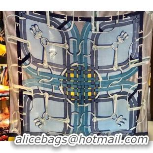 Best Grade Hermes Silk and Cashmere Square Scarf 140x140cm H2080803 Blue/Black 2020