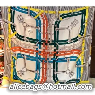 Discount Hermes Silk and Cashmere Square Scarf 140x140cm H2080804 Yellow/White 2020