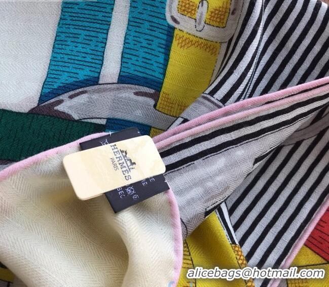 Discount Hermes Silk and Cashmere Square Scarf 140x140cm H2080804 Yellow/White 2020